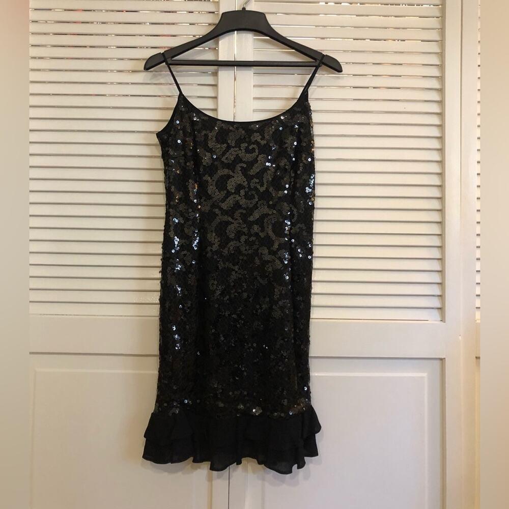Escada Couture Black Sequin and Silk Party Dress